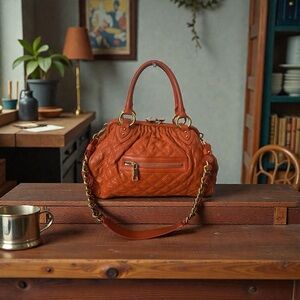 Marc Jacobs Quilted Leather Satchel in Burnt Orange -Reposh